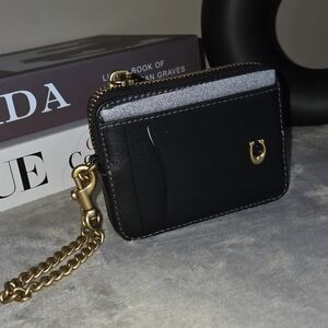 Black Card Holder with Gold Chain
